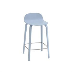 Taburete de Bar Muuto Visu con Base de Madera H65 Azul Claro