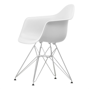 Silla de Comedor Vitra Eames Plastic RE DAR de Algodón Blanco y Cromo