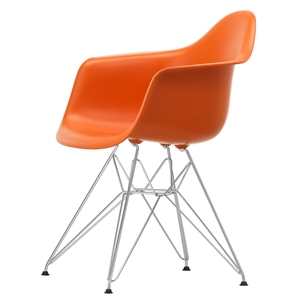 Silla de Comedor Vitra Eames Plastic RE DAR en Naranja Oxidado y Cromo