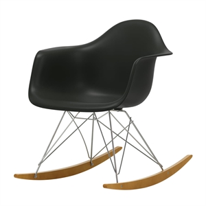 Sillón Vitra Eames Plastic RAR Negro Profundo/Arce Dorado