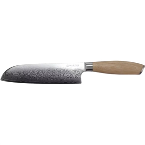 Cuchillo Santoku Japonés Mareld Akio de 18 cm de Madera Clara