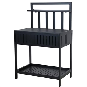 Cocina de exterior Mareld con almacenamiento 90x56 cm Negro